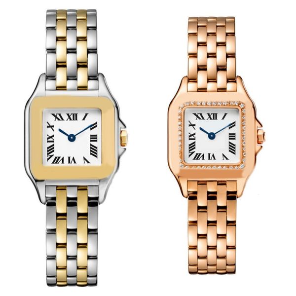 Designer Fashion Womens Watch Gold Montres Haute Qualité Panthere 22 27mm Montre carrée Cadeau Saphir Mariages étanches Montre Luxe Or Argent Couleur XB017 B4