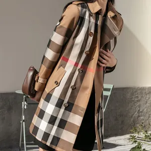 Designer Fashionb's New Light British Style Classique Grand Plaid Slim Taille Tempérament Robe Trajets