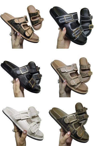 Diseñador Fendin Slides for Men Women Fashion Classic Floral Brocade Slippers Flats Flip Flip Flip Bottoms Beach Sandals Tamaño de euros 35-45