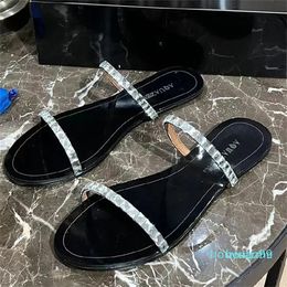 Designer -Female schoenen slippers platte dia's lage rubberen slippers snaar kraal ontwerper zomers Hawaiian pu rome basisschoenen