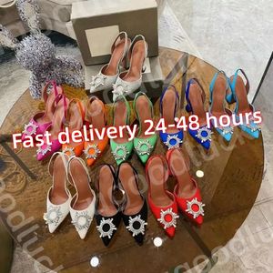 Designer femme tournesol diamant pointu talons hauts femme 2024 nouvelle piste fée vent talon maigre tête de chignon sexy après des sandales vides