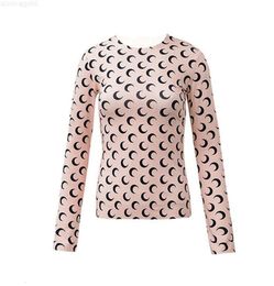 Designer Féminin Femmes T-shirts Vêtements Sexy Lune Imprimer Top Imprimé Styliste Femmes À Manches Longues Graphique Tee Tuniques Koszulka Damska Crescent Tops