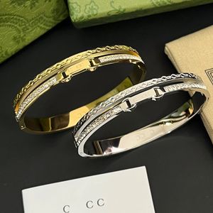 Designer FF CD TB Bangle Luxuey G Or 18 carats C Plaqué Argent Bracelets Charme Cristal Bijoux Bracelet Marque Lettre Acier Joint Acier Inoxydable Amoureux Noël G