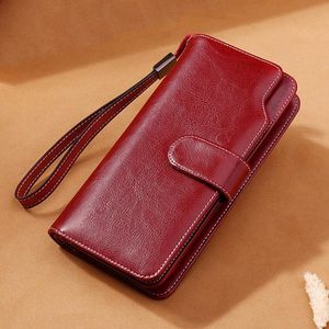 Designer-FGGS-Sendefn Nuevas llegadas Moda Carteras largas para mujer Cartera de cuero dividida para mujer Monedero para mujer Bolsa para teléfono con cremallera 5201-65