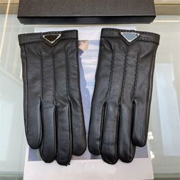Designer cinq doigts gants en cuir hiver pour femmes gants classiques marque de luxe camélia écran tactile femme mitaines épaisses gant de conduite