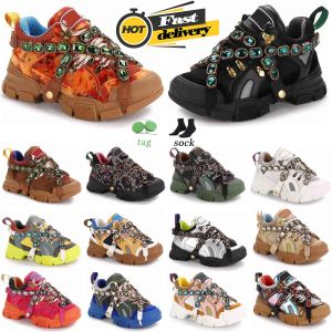 Designer Flashtrek Series sneaker avec cristaux de chaussures amovibles plate-forme de luxe hommes hommes pour les entraîneurs surdimensionnés chaussures de randonnée en plein air