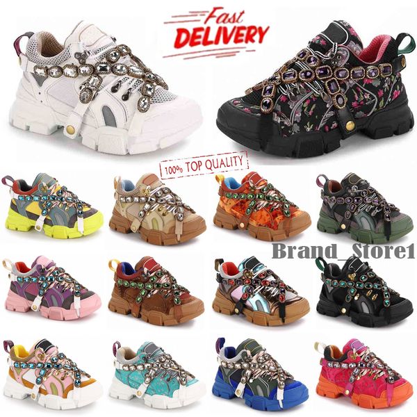 Zapatillas de deporte de la serie Flashtrek de diseñador para mujeres y hombres, zapatos informales de lujo con cristales, zapatillas de deporte extragrandes extraíbles, zapatos para escalar montañas