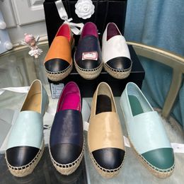 Zapatos planos informales de diseñador, alpargatas para mujer, mocasines de lujo, zapatos de lona de pescador con punta, mocasines clásicos de cuero auténtico
