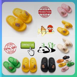 Designer Flat Little Bear Sliders Slides Sandales Pantoufles pour hommes Femmes Anti Slip Porter Léger Respirant Bas Super Doux Mode Chaud Unisexe Piscine Taille 35-46