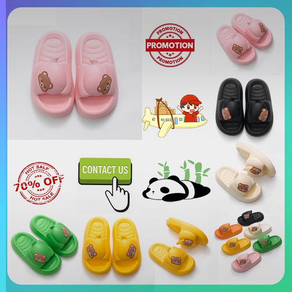 Designer Flat Little Bear Sliders Slides Sandales Pantoufles pour hommes Femmes Anti Slip Wear Respirant Low Cut Super Soft Fashion Hot Unisex Pool Taille 35-46