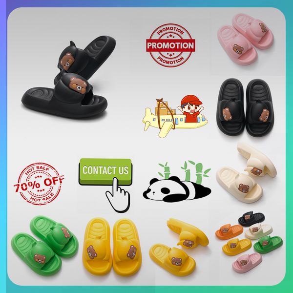 Designer Flat Little Bear Sliders Slides Sandales Hommes Femmes Anti Slip Wear Léger Respirant Coupe Basse Super Doux Mode Chaud Unisexe Piscine Taille 35-46