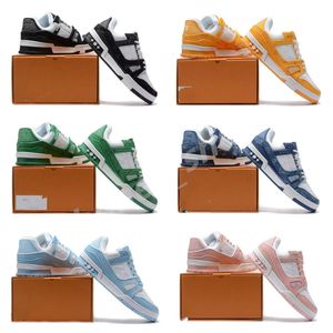 Baskets plates de créateurs Virgil Trainer Chaussures de sport Trail Low 1 Baskets de basket-ball Denim Toile Cuir Abloh Blanc Rouge Bleu Lettre Superpositions Hommes Femmes Entraîneur E38