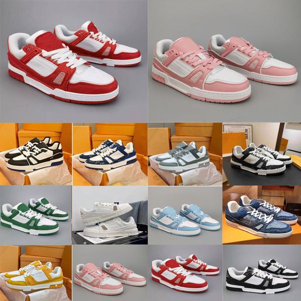 Diseñador de zapatillas de deporte planas virgil entrenador zapatos casuales denim lienzo cuero abloh blanco verde rojo azul carta superposiciones plataforma de moda para hombre para mujer zapatillas bajas 36-45 RG4