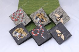 Carteras de diseñador Retro Hombres Diseñadores de animales Moda Cartera corta Cuero Negro Serpiente Tigre Abeja Mujeres Monedero de lujo Titulares de tarjetas con caja de regalo