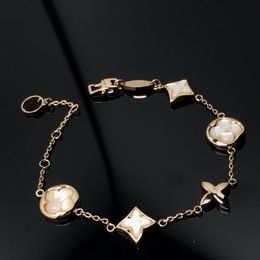 Bracelet de créateur en forme de fleur et de lettres, en or 18 carats, pour femmes, bijoux
