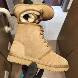 Designer Pluizige Snowboots Winter Australië Platform Enkel Wol Neumel Schoenen Veterschoenen Schapenvacht Echt Leer Klassiek Merk Casual Dames Buiten Slider Laarzen 45