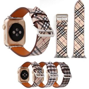 Designer pour Apple Watch Bracelet en cuir Convient pour Apple 1 2 3 4 signifie ceinture toujours classique Plaid Watch se 44mm38mm40mm42mm Strap Band