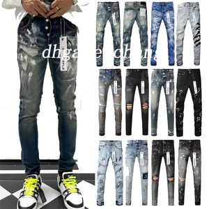 Designer pour les hommes de marque en jean avec un trous d'été à la broderie de qualité de qualité pantalon en denim violet jeans 941283345