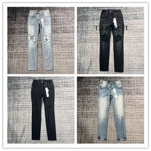Ontwerper voor heren dames broek paars merk jeans zomer gat 2023 stijl borduurwerk zelf