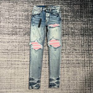 Designer pour hommes femmes pantalons violet marque jeans trou d'été 2023 nouveau style broderie auto-culture 8407