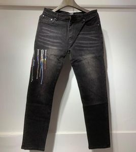 Designer pour hommes femmes pantalons violet marque jeans trou d'été 2023 nouveau style broderie auto-culture et petits pieds mode