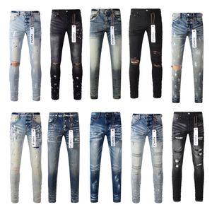 Designer pour hommes en jean pour hommes en jeans skinny moto à la mode de patchwork déchiré toute l'année mince à jambes
