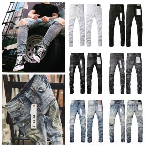 Designer pour hommes Skinny Fashion Motorcycle Wash Patchwork Amirs Dot Pantalon tout rond Purple Brand Jeans