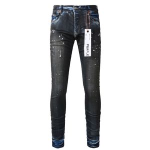 Ontwerper voor heren skinny vintage patchwork patroon broek paarse merk jeans