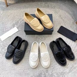 Créateur pour femmes à la mode et polyvalent noir petites chaussures bout rond semelle épaisse mocassins à enfiler 100% cuir véritable EU35-41