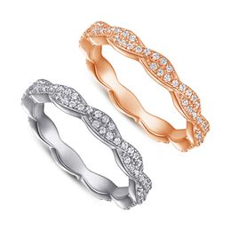 Ontwerper voor dames Japanse en Koreaanse creatieve sieraden Nieuw product S925 zilveren ring Twists Love Eternal Volledige diamant Full Body damesring