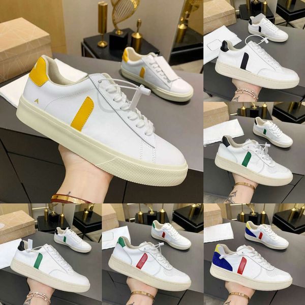 Diseñador Zapatos franceses Campo Mujeres Zapatillas de cuero Hombres V-90 Zapatos casuales de cuero V Zapatillas de deporte Zapatos de lujo de moda Zapatos de suela gruesa para correr