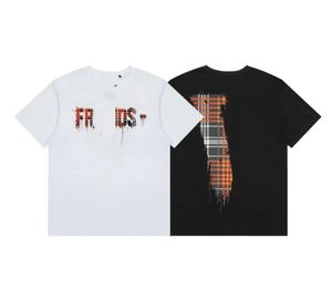 Designer FRIENDS- T-shirt T-shirt imprimé à carreaux orange endommagé pour hommes et femmes T-shirt ample à manches courtes en coton à manches courtes en V Top Vêtements Pulls T-shirts