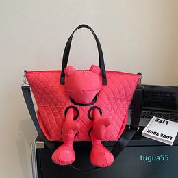 Bolsos de mano grandes de muñeca de rana de diseñador para mujer, bolso cruzado de nailon, bolso de hombro a la moda, bolsos grandes acolchados para mujer, bolso de muñeca para niñas