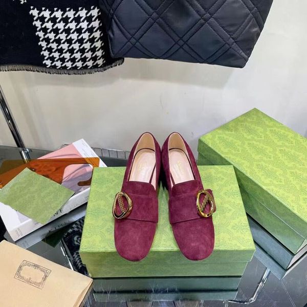 Designer Fuller Bottes Thermique Chaussures Femme Princeton Loafes Automne et Hiver Lourd 5.5cm Chaussons En Laine Classique Boucle En Métal Velours 35-41