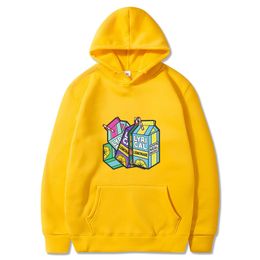 Designer Fun Milk Box bedrukte hoodie mannen/dames casual hoodies lange mouw pullover sweatshirts oversized unisex kleding