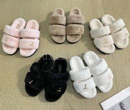 Pantoufles de fourrure de créateur SUNSET COMFORT Furry Slides FLAT MULE Femmes Pantoufles Cool Sans effort Diapositives élégantes 2 sangles ajustées Boucle d'or Chaussures de plage