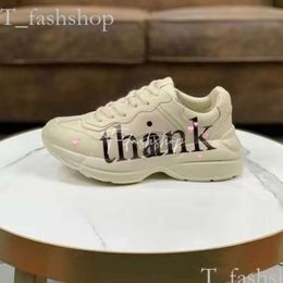 Designer G Casual Shoes Rhyton Sneakers Mesdies Multicolor Shoe Trainers Luxury Chaussures Vintage Chaussures Fashion Sneaker Bouche Bouche beige Femmes Femmes Taille 35-45 873