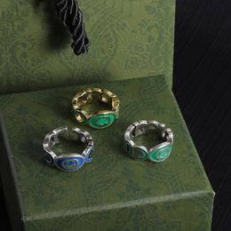 Designer G Ring Gold and Silver avec bague colorée 18k plaqués or argent plaqué dames et hommes bague de mariage anniversaire d'anneau de Noël cadeau