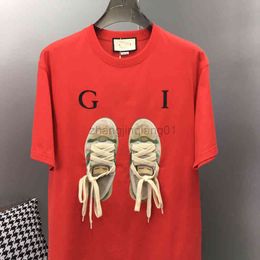 Diseñador GG CC T Shirt Vintage Oversized Luxe Fashion Summer New Pure Cotton Zapatos sucios Patrón Ancient Home Elace Loose Large Men's and Women's Tee