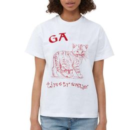 Designer GA T-shirts Nouveaux vêtements Y2K Crop Tops Fashion Fashion Womens Cat Impression à manches courtes Top Piloulle Joués femme Vêtements de vêtements T-shirts