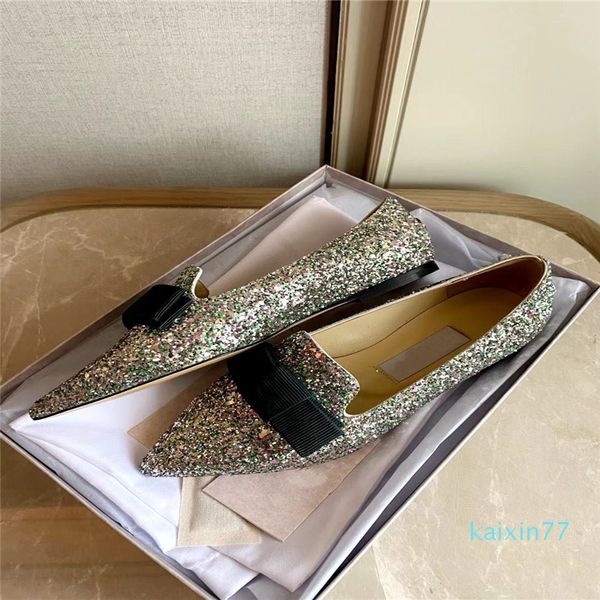 designer Gala Glitter Sandals Flat Women's Ballet Shoes Sexy Lady Girls Pointed Toe Ballerinas Comfort Party Wedding Soft Lazy Walkin