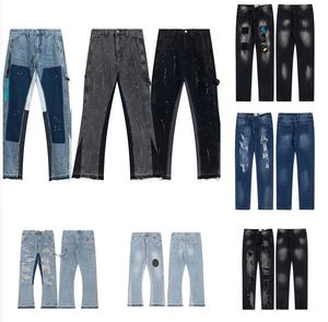 Galeries de créateurs Dept Fashion Galerie pour hommes Épissage Jeans Pantalon en denim déchiré Hip Hop Hommes en détresse Pantalons pour femmes Galeries surdimensionnées