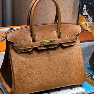 Ontwerper Echte lederen BK Platinum Handtas 30cm Tote Golden Brown TR Togo Fashionable forens dameszaktassen