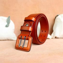 Cinturón con hebilla de doble pin de cuero genuino de diseñador, cinturones vaqueros de lujo antialérgicos, correa de garantía de calidad XKS090