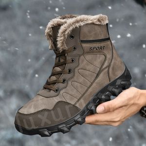 Designer lederen sneeuwlaars zwart bruin Plus fluweel Warme schoenen Mode herenlaarzen heren Sneakers Boot trainers outdoor antislip wandelschoenen