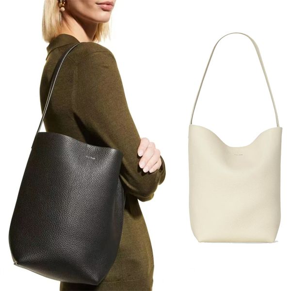 Designer en cuir véritable The Row Park Sac fourre-tout Femmes Luxe Seau d'épaule Cross Body Cordon d'embrayage Sacs Hommes Lady Hobo 3 tailles Sac à main haute capacité Sac de magasin