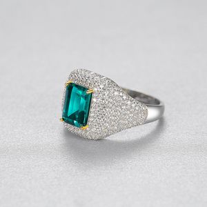 Retro Emerald Ring S925 Sterling Silver Full Diamond Ring Brand Luxury ring Europeaan en Amerikaanse hete mode Women High End Ring Valentijnsdag Moederdag Gift SPC