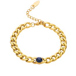 Bracelet en or cadeau concepteur Chaîne minimaliste artisanat coloré à la mode à la mode rond rond zircon Bracelet en acier inoxydable