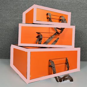 Designer geschenkverpakkingen oranje-zwart eendelige vouwdoos tas hoed magneet Clamshell geschenkdoos