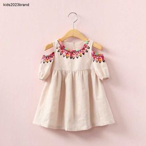 Vestido de niña de diseñador de manga corta sin tirantes, blusa de algodón para niñas, camisa, faldas para niños, prendas de vestir de moda para niños, ropa de bebé